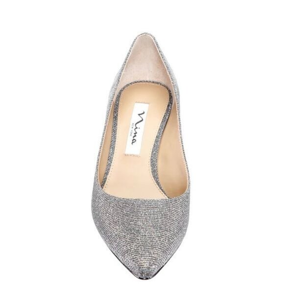 NINA Charcoal Metallic Textured Mid Heel Classic Pump Size 6 W - Picture 2 of 11